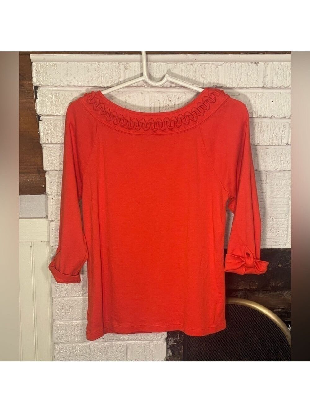 RAFAELLA Orange shirt top bright retro